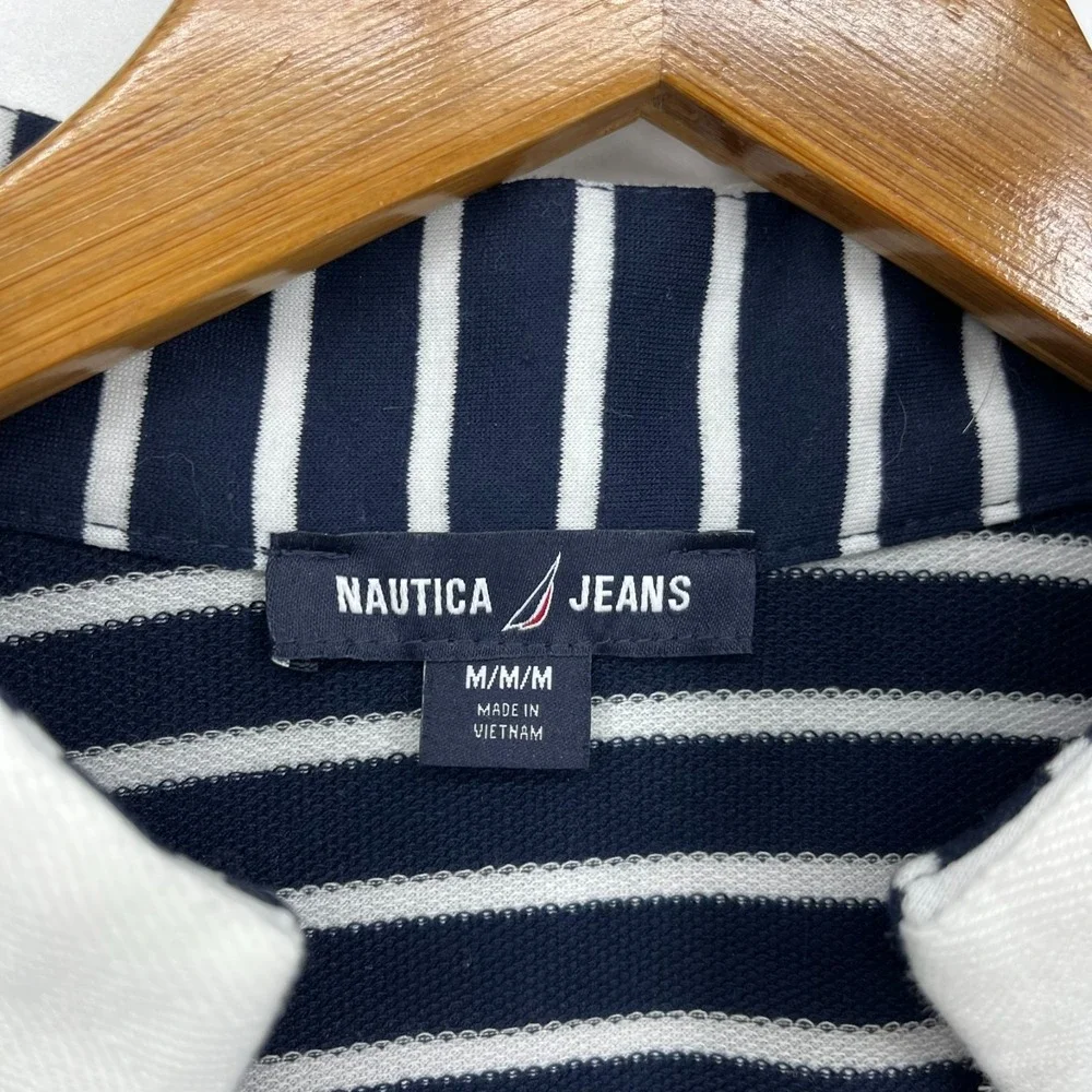 Nautica‎ Jeans Mini Dress Women's Size M Navy Blue Striped Collar New NWT